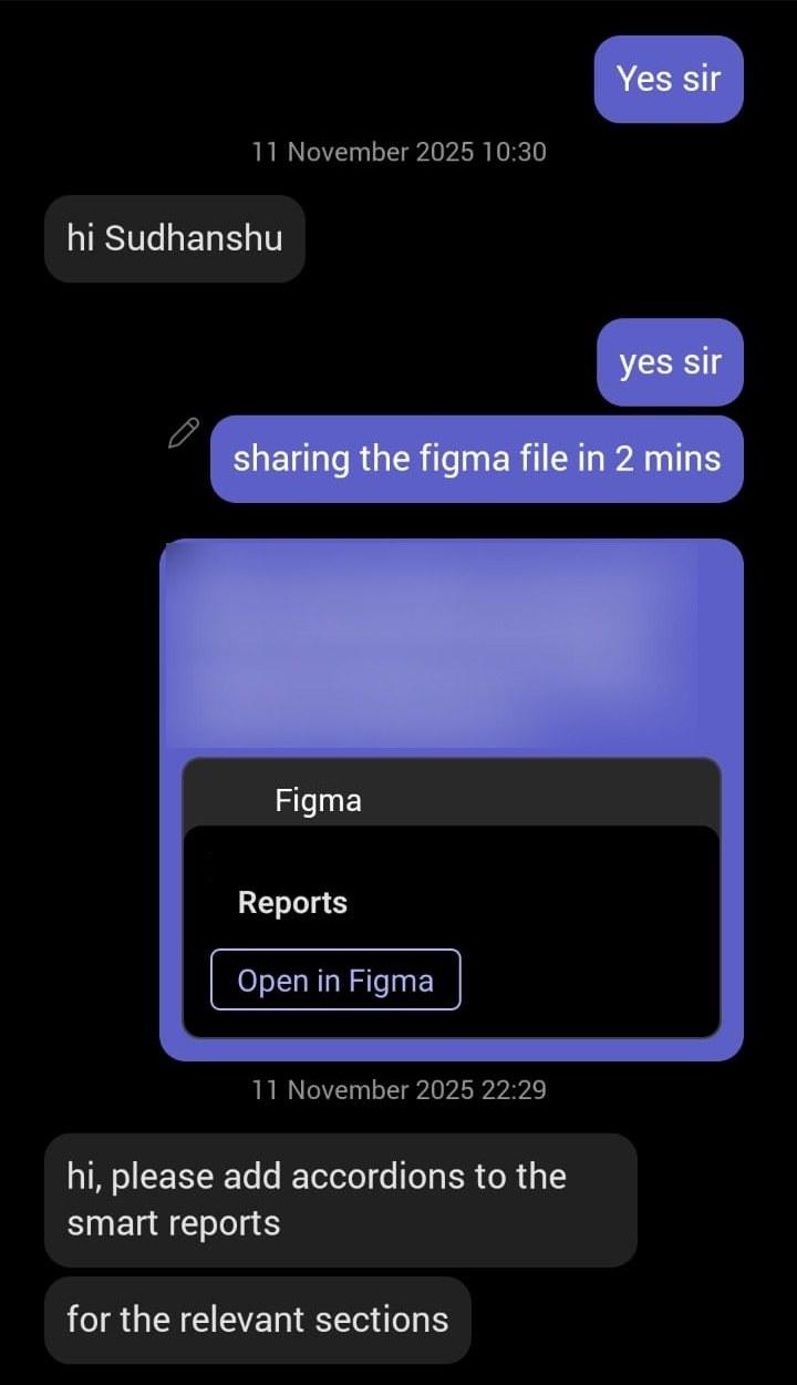 Sharing the Reports file, and the note that came back asking for accordions on the smart reports