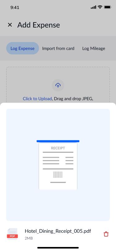 The same form scanning a receipt