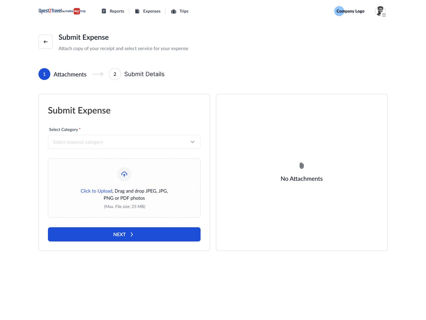 The V1 expense form